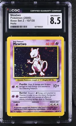 CGC 8.5 Mewtwo 2000 Base Set 2 10/130 Holo Pokemon Card - Image 1