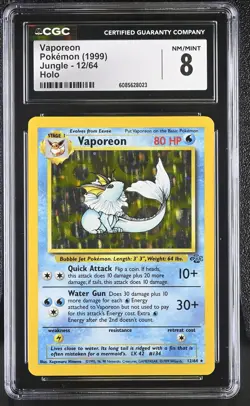 CGC 8 Vaporeon 1999 Jungle 12/64 Holo Pokemon Card - Image 1