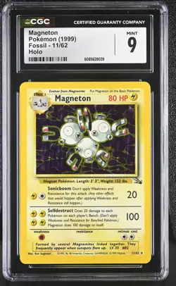 CGC 9 MINT Magneton 1999 Fossil 11/62 Holo Pokemon Card - Image 1