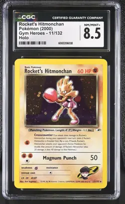 CGC 8.5 Rocket's Hitmonchan 2000 Gym Heroes 11/132 Holo Pokemon Card - Image 1
