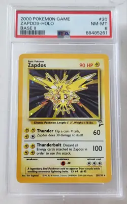 PSA 8 Zapdos Holo Base Set 2 2000 Pokemon Card Tcg Slab Vintage Grail - Image 1