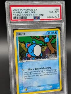Marill 68/109 Team Rocket Returns Stamped Reverse Holo Pokemon Card PSA 8 - Image 2