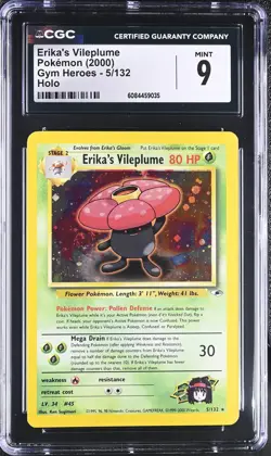 CGC 9 MINT Erika's Vileplume 2000 Gym Heroes 5/132 Holo Pokemon Card - Image 1
