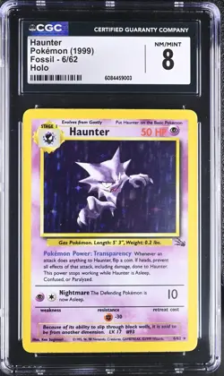 CGC 8 NM/MINT Haunter 1999 Fossil 6/62 Holo Rare Pokemon Card - Image 1
