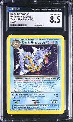 CGC 8.5 NM/MINT + Dark Gyarados 2000 Team Rocket 8/82 Holo Rare Pokemon Card - Image 1