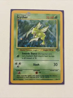 RARE Vintage Pokemon TCG Scyther Jungle Set Unlimited Holo Rare 11/64 Card LP - Image 2