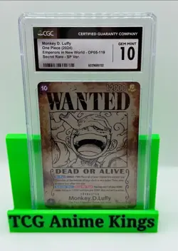 Monkey D. Luffy Wanted OP05-119 Secret Rare - SP Ver One Piece Card CGC 10 - Image 1