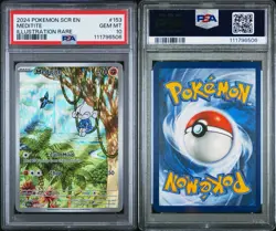 2024 POKEMON SCR EN-STELLAR CROWN ILLUSTRATION RARE #153 MEDITITE PSA 10 - Image 3