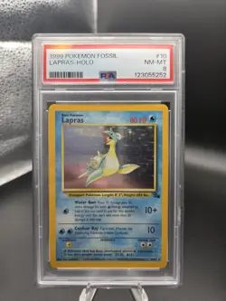 Pokemon Lapras Fossil Unlimited Holo Rare #10 PSA 8 - Image 1