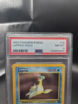 Pokemon Lapras Fossil Unlimited Holo Rare #10 PSA 8 - Image 2