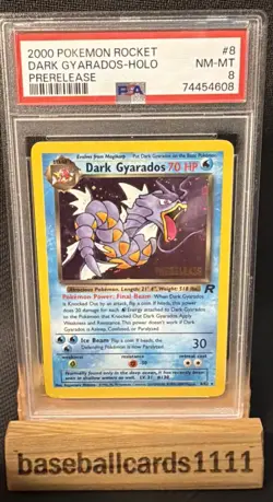 2000 POKEMON ROCKET PRERELEASE #8 DARK GYARADOS-HOLO PSA 8 P2 - Image 1