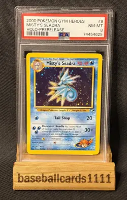 Pokemon Gym Heroes Misty's Seadra Prerelease PSA 8 Swirl P1 - Image 1