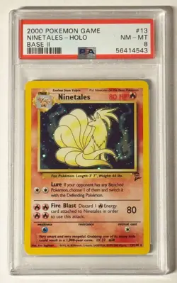 PSA 8 NEAR MINT NINETALES 2000 POKEMON BASE SET II #13 HOLO WOTC - Image 1