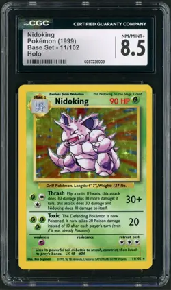 1999 Pokemon Base Set Unlimited Nidoking Holo Rare 11/102 CGC 8.5 - Image 1