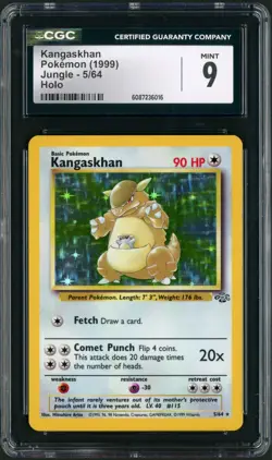 1999 Pokemon Jungle Unlimited Kangaskhan Holo Rare 5/64 CGC Mint 9 - Image 1