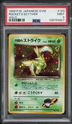 1998 Pokemon Japanese Gym 1 Holo Rocket's Scyther #123 PSA 9 MINT - Image 1