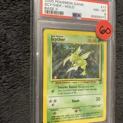 POKEMON 2000 Base II SCYTHER Holo #17 PSA 8 Swirl RARE - Image 3