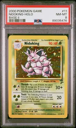 Pokemon 2000 Base Set 2 Nidoking #11 Holo Rare PSA 8 NM - Image 1
