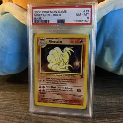 2000 Pokemon Base Set 2 Ninetales Holo Rare PSA 8 NM-Mint 13/130 - Image 1