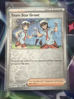 Pokemon Obsidian Flames 195/197 Team Star Grunt Reverse Holo CRIMPED ERROR TCG - Image 1