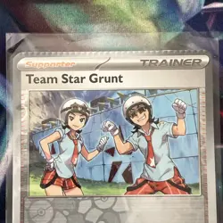 Pokemon Obsidian Flames 195/197 Team Star Grunt Reverse Holo CRIMPED ERROR TCG - Image 2