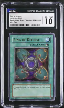 2006 YU-GI-Oh! DP2-EN026 Ring Of Defense Ultra Rare CGC 10 (POP 1) - Image 1
