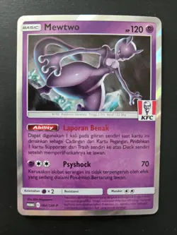 KFC Mewtwo 184/SM-P Indonesian Exclusive Promo Pokemon Card Near Mint - Image 1