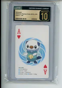 2012 Pokemon Playing Cards Oshawott Japanese Ace A of Hearts CGC 10 Pristine - Image 1