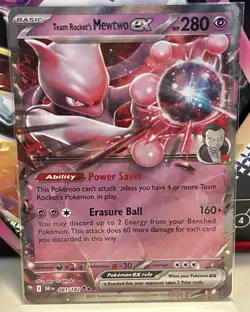 Pokemon Destined Rivals TCG Holo Card - Team Rocket's Mewtwo EX (081/182) - Image 1