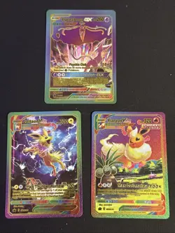 Pokemon TCG Card Fan Art lot of 3 bundle. Rainbow Flareon Jolteon Espeon Vmax GX - Image 1