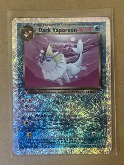 Pokemon TCG Dark Vaporeon Legendary Collection REVERSE HOLO Card 9/110 Rare 2002 - Image 1