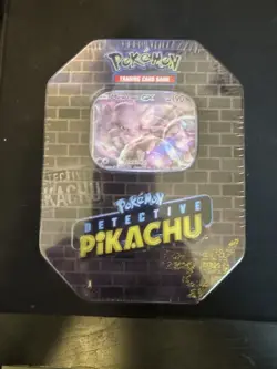 Pokemon 2019 Detective Pikachu Mewtwo-GX Exclusive Tin Set Trading Card Game - Image 1