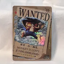 ONE PIECE Anime MONKEY D LUFF Trading Card Wanted Bounty Poster SR Holo - Image 1