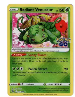 Pokemon TCG Pokemon Go Radiant Venusaur #004/078 Holo Rare Card LP - Image 3