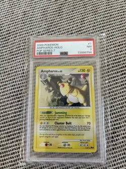 PSA 7 2008 AMPHAROS LV. 52 Pop Series 7 POKEMON Holo 2008 Trading Card 1/17 - Image 1
