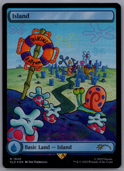Island, Full Art Foil - 1940, Spongebob Squarepants Secret Lair Drop, MTG NM - Image 1