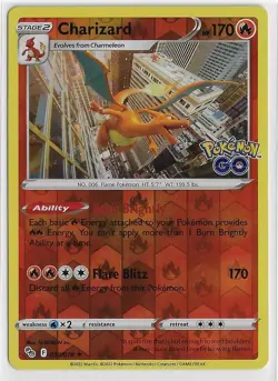 POKEMON SWSH Pokemon GO NM RARE Reverse Holo #010/078 CHARIZARD + pre-evolutions - Image 1