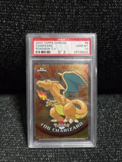 PSA 10 2000 Pokemon Game Topps Chrome Charizard TV Rare GEM MINT Base Set #6 - Image 1