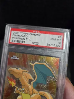 PSA 10 2000 Pokemon Game Topps Chrome Charizard TV Rare GEM MINT Base Set #6 - Image 3