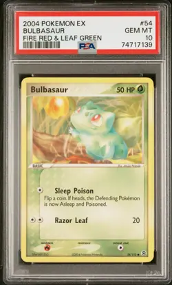 PSA 10 Bulbasaur Ex Fire Red Leaf Green POP 69 Pokemon 2004 Mint Rare - Image 1