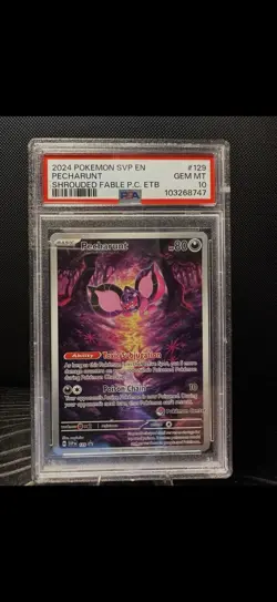 2024 Pokemon Shrouded Fable Pokemon Center ETB PECHARUNT 129 Black Star PSA 10 - Image 1