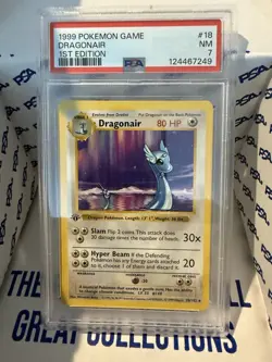 Pokemon Dragonair Base Set 018/102 1st Edition Shadowless PSA 7 NM Near Mint - Image 1