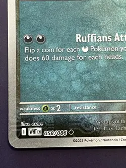 Scrafty White Flare Reverse Holo Card 058/086 Master Ball NM - Image 2