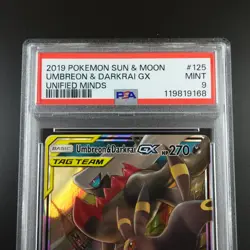PSA 9 Umbreon & Darkrai GX 125/236 Pokemon Unified Minds Full Art Graded Card - Image 2
