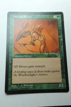 MTG Horned Sliver x1- -Tempest-Lightly Played - Image 1