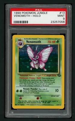 Pokemon PSA 9 MINT 1999 Venomoth Jungle Unlimited Holo #13 - Image 1