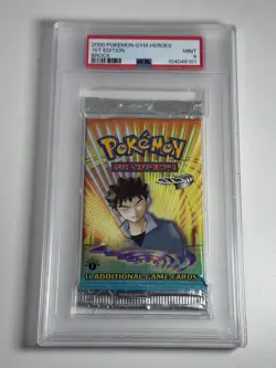 2000 Pokemon Gym Heroes Sealed 1st Edition Booster Pack Brock Art PSA 9 - Image 1