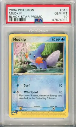 PSA 10 GEM MINT Pokemon Mudkip Non-Holo Black Star Promo 2003 #018 - Image 1