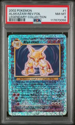 Pokemon Alakazam Reverse Holo 2002 Legendary Collection #1 PSA 8 NM-MT - Image 1