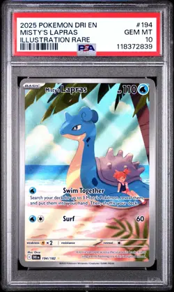 2025 Pokemon DRI EN - Misty's Lapras 194/182 - Illustration Rare - PSA 10 - Image 1